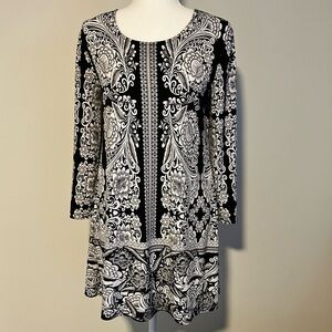 Style & Co. Dress Long Sleeve Floral Tunic A Line Stretch Womens M